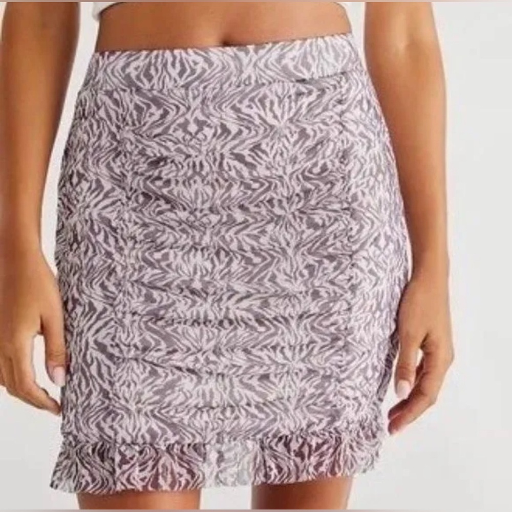 Free People Romi Mesh Mini Skirt in Zebra Combo. Size L